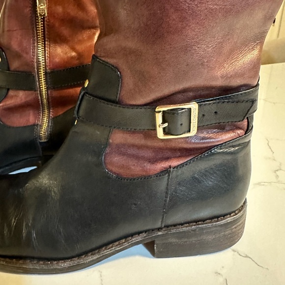 Vince Camuto Leather Riding Boots Two Tine Black Cherry Sz 9B/39 - Picture 7 of 12
